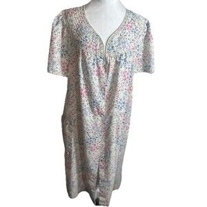 LISSOME LOUNGE LADIES FLORAL SEERSUCKER SNAP ROBE POCKETS SIZE 2X